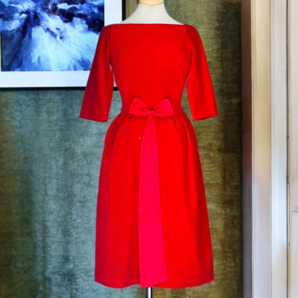 VINTAGE 1950s Lorrie Debb Red Velvet Cocktail Dress – Union Made – Size 13 - Picture 11 of 11